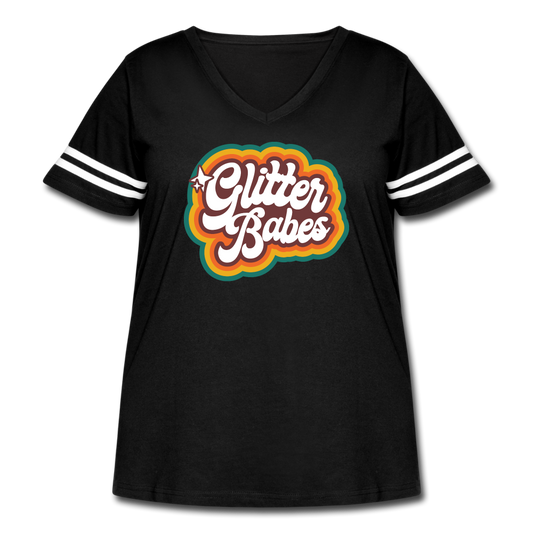 Glitter Babes - Women's Curvy Vintage Sport T-Shirt - black/white
