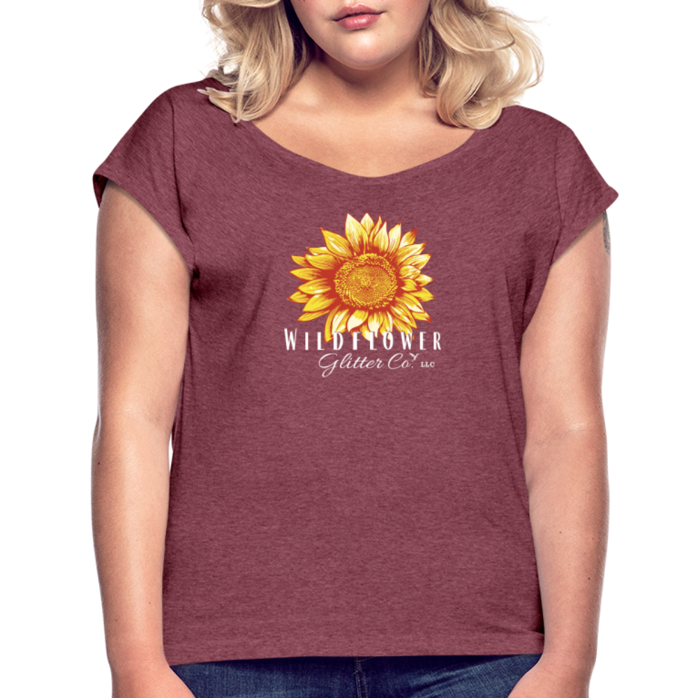 WGC Women's Roll Cuff T-Shirt - heather burgundy