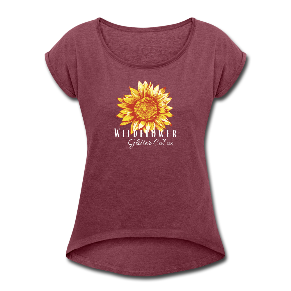 WGC Women's Roll Cuff T-Shirt - heather burgundy